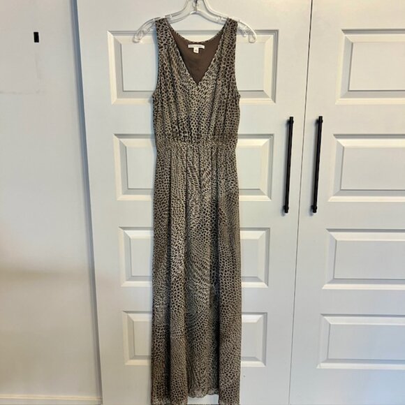 Banana Republic Sleeveless Printed Maxi Dress Brown Animal Print | Size 6 - Picture 2 of 4